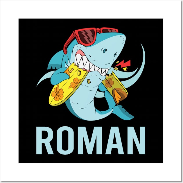 Funny Shark - Roman Name Wall Art by songuk